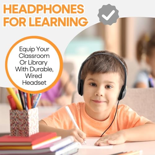 Bulk 25 Pack Kids Wired Headphones – Durable Adjustable Earphones for Classroom Learning, Ideal for Students and Toddlers – Enhanced Compatibility with Tablets and Computers – Comfortable Fit for Extended Use in Group Settings
