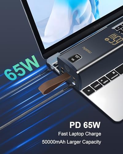 Miady 50000 m Ah High-Capacity Power Bank – Ultimate 65 W Fast Charging Portable Charger for Laptops, Smartphones & Tablets – USB-C Output for Maximum Compatibility and Reliability – Ideal for Travelers & Professionals on the Go