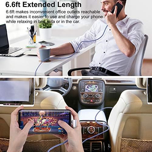 10 FT USB to C Cable 3 Pack – Fast Charging Right Angle Nylon Braided Charger for i Phone 16, Samsung Galaxy S25 & More – Superior Durability & Enhanced Comfort for Gaming & Streaming – Universal Compatibility for All Devices