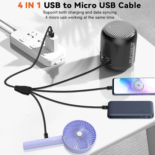 Herfair 6-Way Micro USB Splitter Cable – 4.92 FT Multi Charging Cord for Enhanced Device Connectivity and Fast Data Transfer – USB 2.0 Type A Male to 6 Micro USB Male Adapters – Universal Compatibility for Smartphones, Tablets, and More