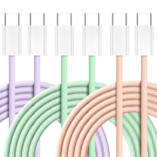 Rapid Power Delivery with 60 W USB-C Charger Cable 3-Pack – Ideal for i Phone 15, Samsung Galaxy, Laptops – Durable 5 FT Braided Cords for Optimal Flexibility – Ultimate Charging Solution for Home, Office, and Travel Efficiency