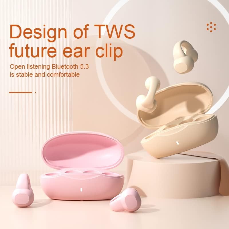 Revolutionize Your Listening Experience with Open Ear Wireless Bluetooth Ear Clip Bone Conduction Headphones – Lightweight Nude Color Earbuds for Active Lifestyles – Stay Aware and Connected with Enhanced Compatibility and Speed