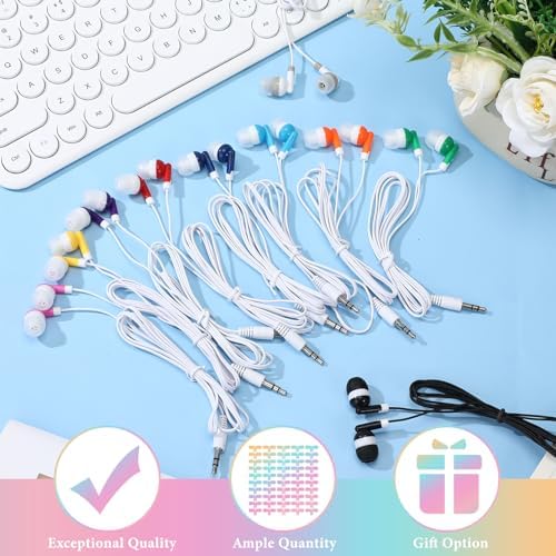 Bulk 50 Pack Red Wired In-Ear Headphones – Individually Bagged Earbuds for Enhanced Sound Quality and Device Compatibility – Perfect for Schools, Events, and Corporate Giveaways