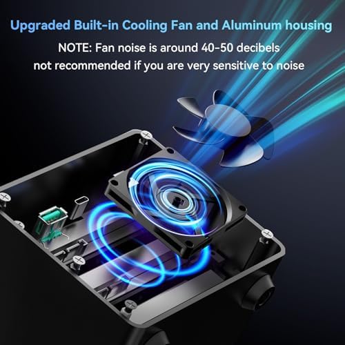 High-Performance Aluminum Dual Bay Hard Drive Enclosure – 10 Gbps USB 3.2 Gen 2 with Cooling Fan for 2.5”/3.5” SATA HDD/SSD, Hot Swappable & Daisy Chain Expansion, Tool-Free Setup for Seamless Data Management