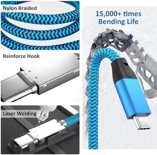 Experience High-Speed Connectivity with Use Bean USB C to USB C Cable – 100 W Fast Charging & 20 Gbps Data Transfer – 15 FT Dual Pack for Mac Book Pro, Galaxy S25 Ultra, i Pad Mini 6, and More – Enhanced 4 K Video Output for Ultimate Performance and Compatibility