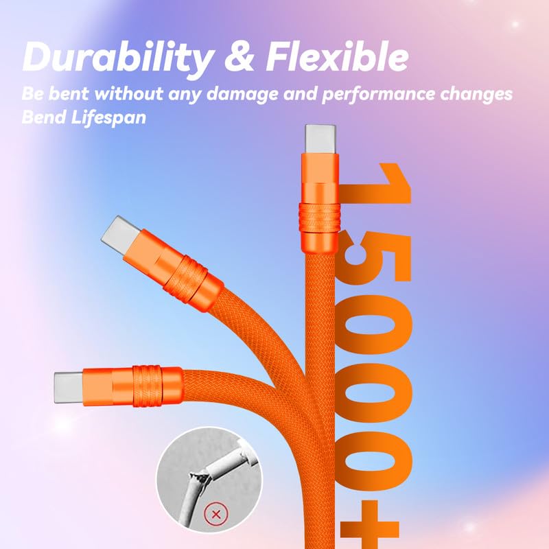 Dynamic Curly Chubby Coiled USB C Cable: 240 W Fast Charge Retractable Spiral Braid Cord for Carplay & Android Auto, Versatile Length 2.29 FT to 3.6 FT, Sleek Black and Red Design, Enhanced Compatibility for All USB-A to Type-C Devices