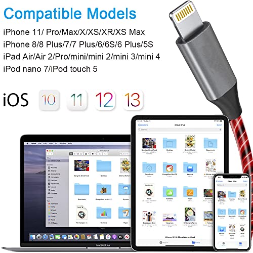 LED Light-Up i Phone Charging Cable – MFi Certified 6 FT USB A to Lightning Fast Charger for i Phone 13, 12, 11, X, XS, XR, 8, 7, 6 S, 5 S, i Pad, i Pod Touch (Durable Purple Design) – Effortless Monitoring & Enhanced Speed
