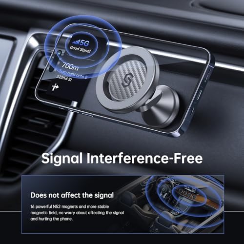 SYNCWIRE 360° Magnetic Car Mount for i Phone & Samsung – Effortless Dashboard Installation with Strong Adhesion – Secure Phone Holder for Safe Navigation and Streaming – Sleek Design for Modern Vehicles – Enhanced Mag Safe Compatibility