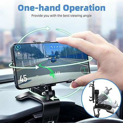 FONKEN 360-Degree Car Phone Mount – Versatile Dashboard Clip for i Phone 11/12 Pro Max, Samsung Galaxy S10/S9/S8, LG and More – Ultimate Stability and Enhanced Viewing Experience for Safer Driving