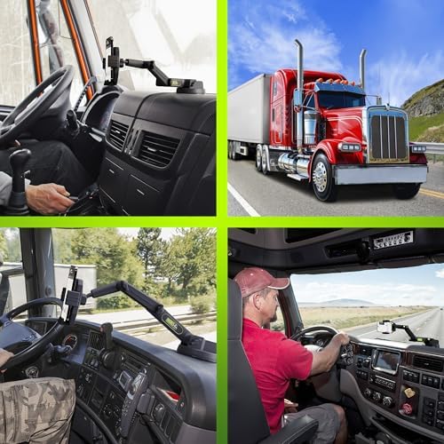 Heavy-Duty Truck Phone Mount with Super Suction Cup – Ultimate Mobile Device Holder for i Phone & Samsung, 16.9-Inch Long Arm for Maximum Stability & Flexibility, Ideal for Big Rig Drivers, Enhances Road Safety and Hands-Free Navigation