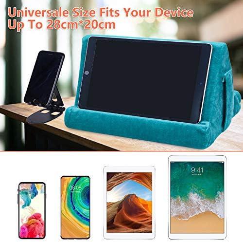 Ultimate Comfort Multi-Angle Tablet Holder and Phone Stand Set – Lightweight and Sturdy Design with Storage Pocket – Ergonomic Cushion for Enhanced Stability and Versatile Use – Modern Black and Light Green Aesthetic for Stylish Workspaces and On-the-Go Convenience