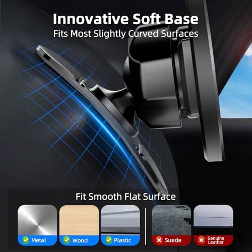 pop-tech for MagSafe Sticky Car Mount Dashboard, [Upgrade Adhesive] Universal Magnetic Phone Holder for Car Dash, Strong Magnets Cell Phone Holder Fit for iPhone 16 Pro Max 15 14 13 12 Series – Enhanced Compatibility and Speed