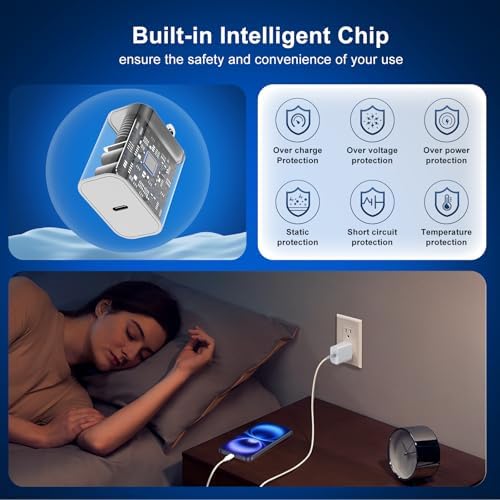 45 W Ultra-Fast USB-C Charger for i Phone 16 Pro Max & Samsung Galaxy S24 – Includes 6 FT & 10 FT Durable Charging Cables for Maximum Flexibility – Efficient Power Adapter for Home, Office, and Travel Use – Stay Charged On-the-Go