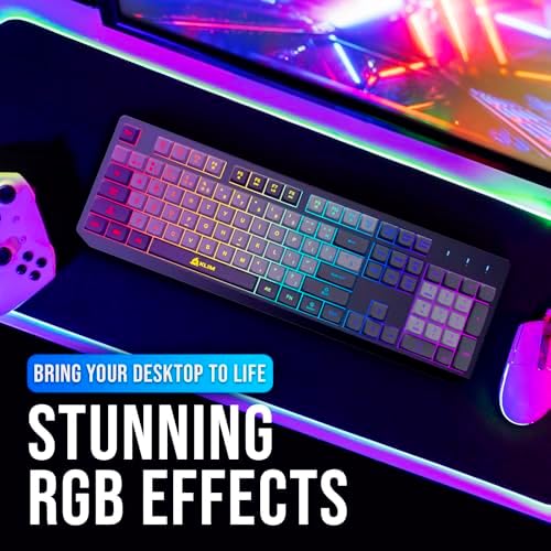 KLIM Chroma RGB Wireless Gaming Keyboard – Ultimate Performance with Long-Lasting Rechargeable Battery, Quick Typing & Water-Resistant Design for PC, PS5, PS4 & Mac – Elevate Your Gameplay with Stunning Backlighting & Enhanced Compatibility