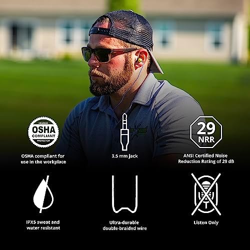 ISOtunes Wired Earplug Headphones: OSHA Compliant Noise Isolating Earbuds with 29 NRR for Ultimate Hearing Protection, IPX5 Waterproof Design for Durability, Enhanced Device Compatibility for Seamless Connectivity, Perfect for High-Noise Environments