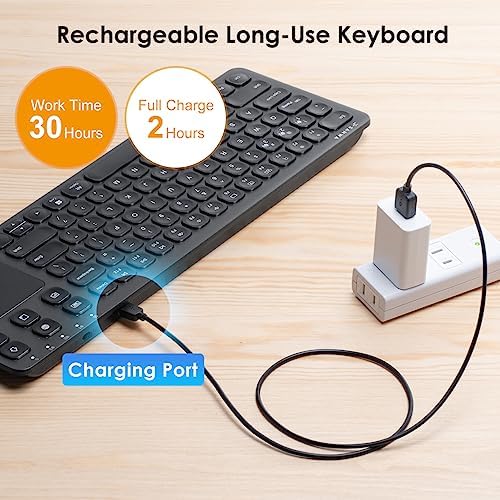 Transform Your Workspace with the SANWA Multi-Device Bluetooth Keyboard & Touchpad – Rechargeable Wireless Keypad for Seamless Mac, Windows & Tablet Use, Sleek White Design for Modern Professionals and Students, Effortless Navigation and Enhanced Efficiency