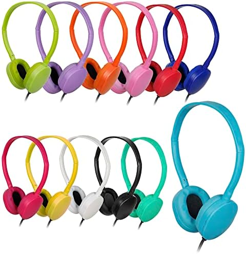 Bulk 24-Pack Kids Classroom Headphones – Durable Wired Earphones with Adjustable Headband for Enhanced Learning Environments (Black) – Ideal for Group Activities and Student Engagement