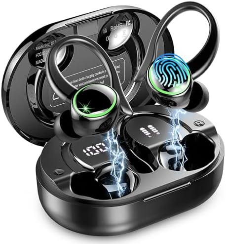 Ultimate Bluetooth 5.4 Sports Earbuds with 50-Hour Playtime, IP7 Waterproof Design, and Enhanced Deep Bass – Perfect for Fitness Enthusiasts and Runners in Vibrant Purple, Engineered for Unmatched Comfort and Superior Noise Cancellation