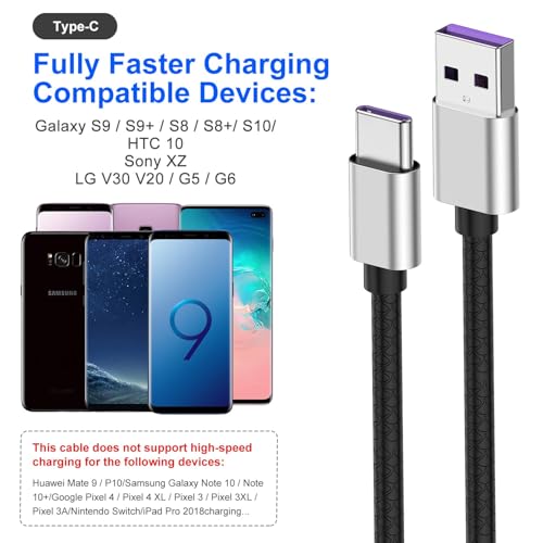 Cyven Premium 10 ft USB C Fast Charging Cable – 3-Pack High-Speed Type C Charger for Android Devices, Compatible with Samsung Galaxy S10, S9, S8 Plus – Enhanced Durability and Flexibility for Everyday Use