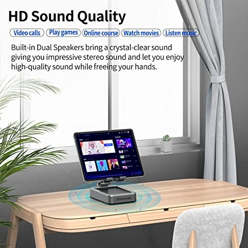 Transform Your Multimedia Experience with the JTEMAN Adjustable Tablet Stand Featuring Bluetooth Speakers – Versatile Kitchen Gadget and Perfect Gift for Him or Her – Wireless Charging Station for Phones and Tablets, Enhanced Compatibility for All Devices