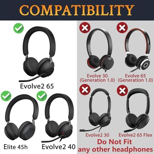 Premium SOULWIT Replacement Earpads for Jabra Evolve2 65 & 40 – Ultra-Comfort Protein Leather Cushions for Enhanced Sound Isolation and Longevity – Effortless Installation in Sleek Black Finish – Perfect On-Ear Headset Upgrade for Extended Listening and Productivity