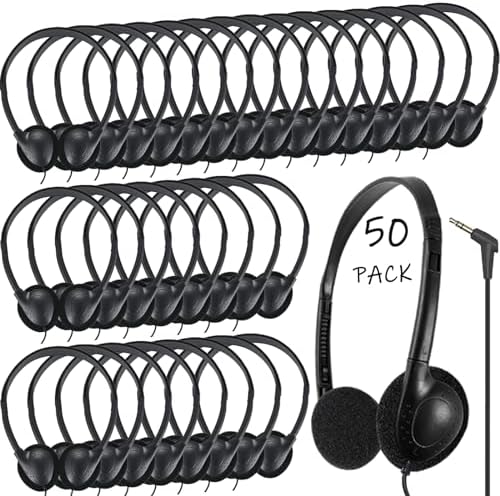 Bulk Classroom Headphones for Kids – Premium 25-Pack Wired On-Ear Headsets with Crystal Clear Sound, 3.5 mm Jack for Seamless Learning | Lightweight, Durable Design for Engaging Educational Experiences