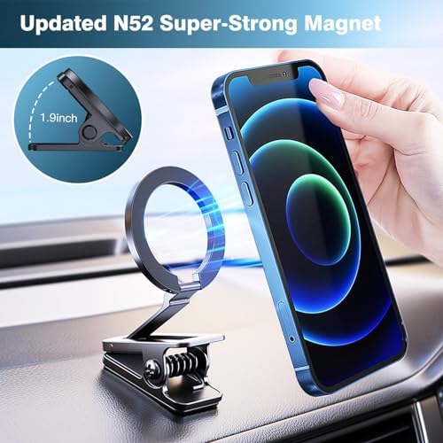 Mag Safe-Compatible Magnetic Phone Holder – Ultimate Hands-Free Car Mount for i Phone 15/14/13/12 Pro Max & Universal Smartphones – Adjustable Clamp for Optimal Viewing & Enhanced Grip – Seamless Navigation & Safe Media Control in Any Vehicle
