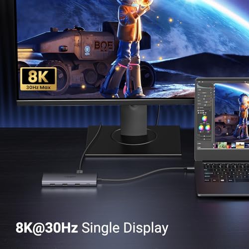 UGREEN Revodok Pro 210 – 10-in-1 USB C Docking Station with Dual HDMI 4 K@60 Hz & 8 K@30 Hz Output | High-Speed 100 W PD, 5 Gbps USB Ports, Gigabit Ethernet & SD/TF Reader | Ultimate Connectivity Hub for HP & Dell Laptops | Enhance Your Workspace Efficiency