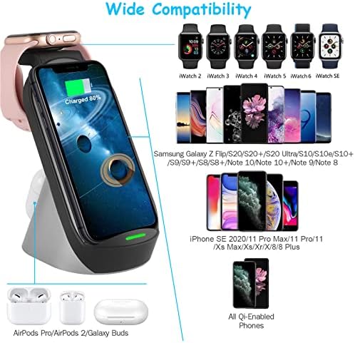Ultimate 3-in-1 Wireless Charging Station for Apple & Samsung Devices – Fast 15 W Power Hub for i Phone, Apple Watch, Air Pods & Galaxy Buds – Sleek Multi-Device Organizer with Superior Safety Features and Enhanced Compatibility