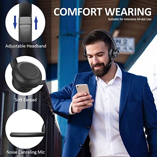 Ultra-Comfort Bluetooth Headset V5.2 – Wireless On-Ear Headphones with Advanced Noise Cancellation and Superior Call Clarity for Smartphones and Laptops – Lightweight Design with Extended Battery Life for Uninterrupted Audio Experiences