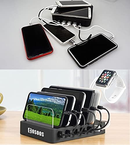 COSOOS 81 W PD USB-C Charging Station – High-Power Multi-Device Fast Charger with 3 x 20 W Ports and 6 Versatile Cables for Instant Mobile Power – Compact USB Hub for Effortless Charging at Home or Office with Enhanced Overheat Protection and Smart Safety Features