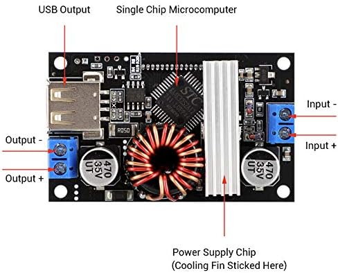 DROK Dual Pack Adjustable DC Voltage Regulator: 24 V to 12 V Step Down Converter with USB Charging Port, Versatile 6 V-32 V Input Range, 5 A Output for Optimal Efficiency and Reliable Power Management Solutions