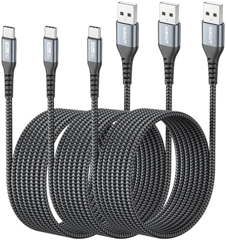 SUNGUY USB to USB C Cable 10FT[3Pack], USB A to USB C Cable 3A Type C Charger Fast Charging Nylon Braided for iPhone 16 15 Pro/Pro Max/Plus, Samsung Galaxy S23/S22/S21, USB C Devices – Enhanced Compatibility and Speed