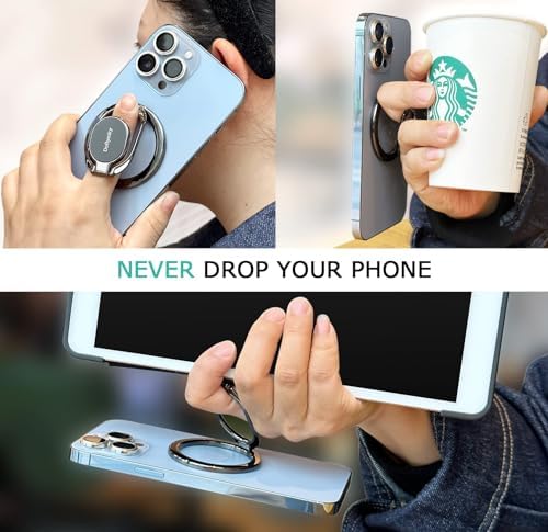 Ultimate Magnetic Phone Ring Holder – Stylish Purple Design for Enhanced Stability & Hands-Free Viewing – Double Adjustable Grip & Stand Compatible with Mag Safe for i Phone & Android – Lightweight, Anti-Fall Accessory for Effortless Handling & Customizable Angles