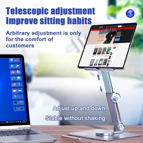 Revolutionize Your Workspace with the 360° Rotating Aluminum Tablet Stand Holder – Adjustable, Foldable Desk Accessory for 4.7″-13.5″ Devices, Perfect for Enhanced Productivity and Comfort