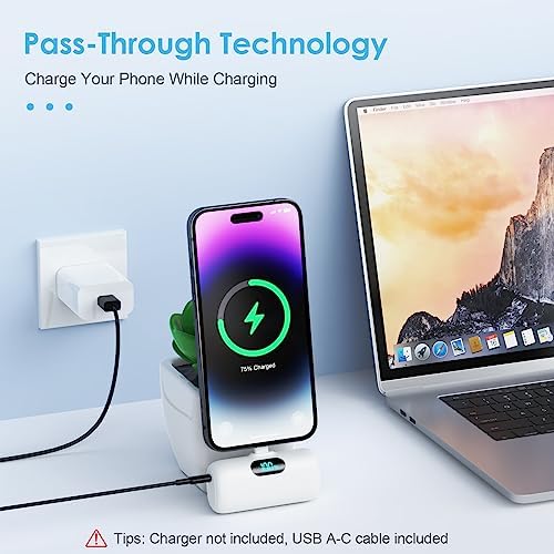 Compact Pink Portable Charger for i Phone – 5000 m Ah PD Fast Charging Power Bank, Lightweight Mini Battery Pack Compatible with i Phone 14/14 Pro Max/13/13 Pro/12 Pro/11/XS/XR/X/8/7/6 – Stylish and Versatile Backup Solution for On-the-Go Power