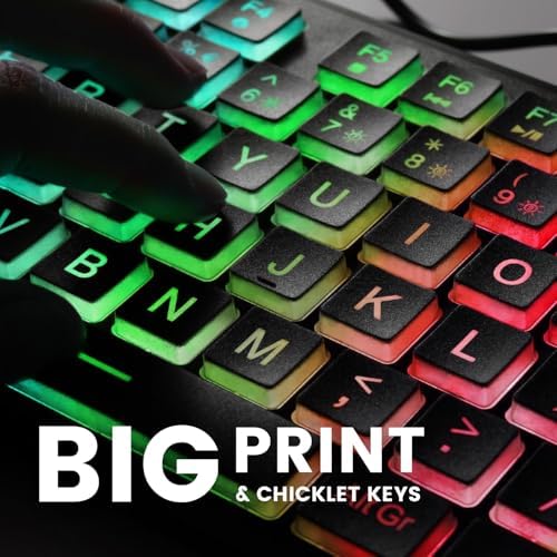 Transform Your Workspace with the Perixx PERIBOARD-317 RGB Wired Backlit USB Keyboard – Enhanced Visibility with Big Print Keys and Dynamic RGB Illumination for Ultimate Typing Comfort – Ideal for Gamers and Professionals Alike – US English Layout for Seamless Navigation and Cross-Platform Compatibility – Elevate Your Productivity and Style Today!