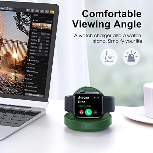 Sleek Sky Blue Portable Magnetic Charging Dock for Apple Watch – Fast Wireless Charger with Nightstand Mode, Compatible with Series 10, 9, 8, 7, SE, 6, 5, 4, 3, 2, Ultra 2 – Travel-Friendly Design with Premium Charging Cable for Effortless Power and Style
