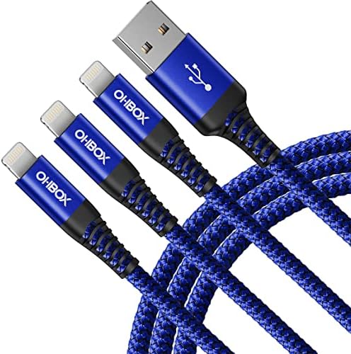 Experience Unmatched Charging Efficiency with the ohbox USB-C to Lightning Cable 3 FT – 3 Pack Fast Charging Braided Cords for i Phone 14/13/12/11 and i Pad – Ultimate Durability and Compatibility for Your Devices
