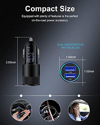 Ultimate Dual USB Car Charger Adapter – AILKIN 3.4 A Fast Charging Power Block for i Phone 16, 15, 14, 13 Pro Max & Samsung Galaxy S24 Ultra – Versatile Multi Port Cigarette Lighter Charger for Quick Device Power-Up on the Road – Compact, Durable & Travel-Friendly