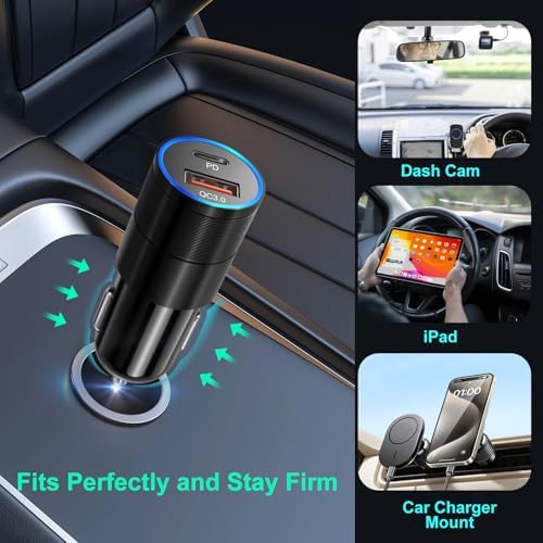 Power Up Anywhere: Bangfun 40 W Dual Port USB C Car Charger – 5 Pack – PD 3.0 Rapid Charging Adapter for i Phone 15/14/13/12 Pro Max & Samsung S24/S23 – Compact Cigarette Lighter Charger for On-the-Go Convenience – Enhanced Dual Device Compatibility and Safety Features