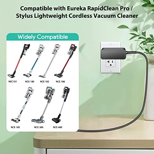 Eureka MC2805 Rapid Clean Pro Cordless Vacuum Charger – High-Efficiency AC Adapter for NEC Series Models – Lightweight Replacement Power Cord for Superior Cleaning Reliability and Convenience