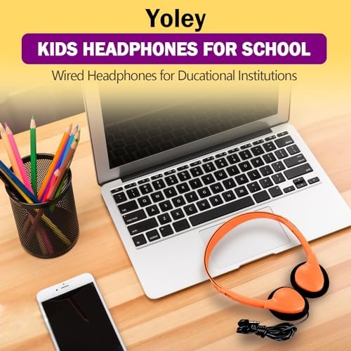 Classroom-Ready Wired Headphones – 25 Pack Durable On-Ear Audio Solution for Students, Comfortable Fit for Enhanced Learning, Ideal for Group Activities and Educational Use