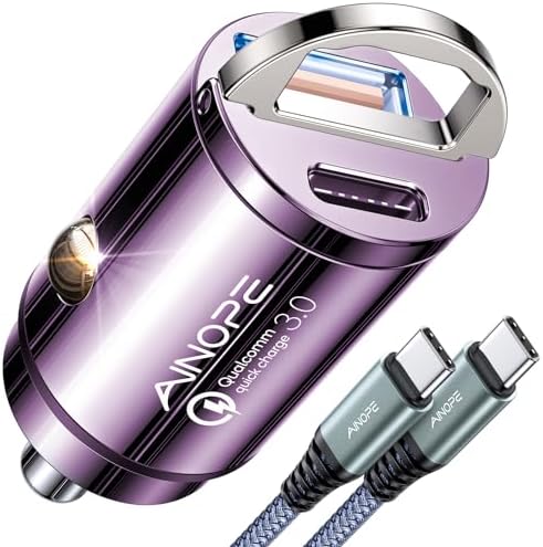 AINOPE 90 W Ultra-Fast Compact Car Charger with Dual USB-C Ports – Innovative Invisible Design for Seamless Integration in Vehicles, Perfect for Samsung Galaxy S25/S24 Ultra Plus & i Phone 16/15/14/13/12 Pro Max – Enhance Your Charging Experience on the Go