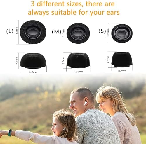 Premium Memory Foam Ear Tips for Air Pods Pro (1 st & 2 nd Gen) – Ultimate Comfort & Noise Isolation, Secure Fit Replacement Buds, Anti-Slip Design, Fits Charging Case, 3 Pairs (Black, Large) – Enhance Your Audio Experience with Superior Sound Quality and Compatibility