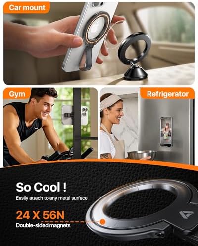 Elevate Your i Phone Experience with the andobil 2025 Premium Leather Magnetic Phone Grip – Unmatched Stability & Adjustable Kickstand for Seamless Mag Safe Integration, Compatible with i Phone 16 Pro Max/15/14/13 in Elegant Brown – Luxurious Design Meets Exceptional Functionality