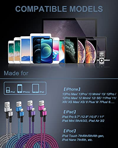 10 ft Braided USB Type C to Lightning Fast Charging Cable – MFi Certified Power Delivery Cord for i Phone 14/14 Pro Max/13/13 Pro/12/12 Mini/11/11 Pro/XR/XS – 4 Pack for Enhanced Flexibility and Convenience