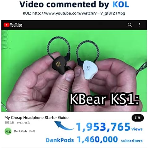 YINYOO KBEAR KS1 Wired In-Ear Monitors – Premium High-Resolution Noise-Canceling Earbuds for Musicians and Audiophiles – Unmatched Bass Performance and Crystal Clear Audio – Ergonomically Designed for Comfort and Wide Device Compatibility – Ideal for Live Performances and Everyday Listening