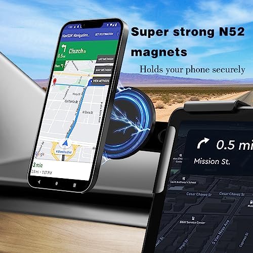 15 W Wireless Fast Charging Magnetic Phone Mount for Tesla Model Y & Model 3 – Ultimate Holder for i Phone 12-16 & Android Devices, Includes 5 ft USB-C Cable, Perfect for Safe Navigation and Hands-Free Use – Modern Tesla Accessory