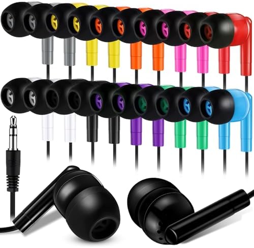 Kanayu 100 Pack Classroom-Ready Wired Earbuds – High-Quality 3.5 mm Jack Earphones for Enhanced Student Learning, Individually Packaged for Quick Distribution, Lightweight Comfort for Focused Educational Experiences